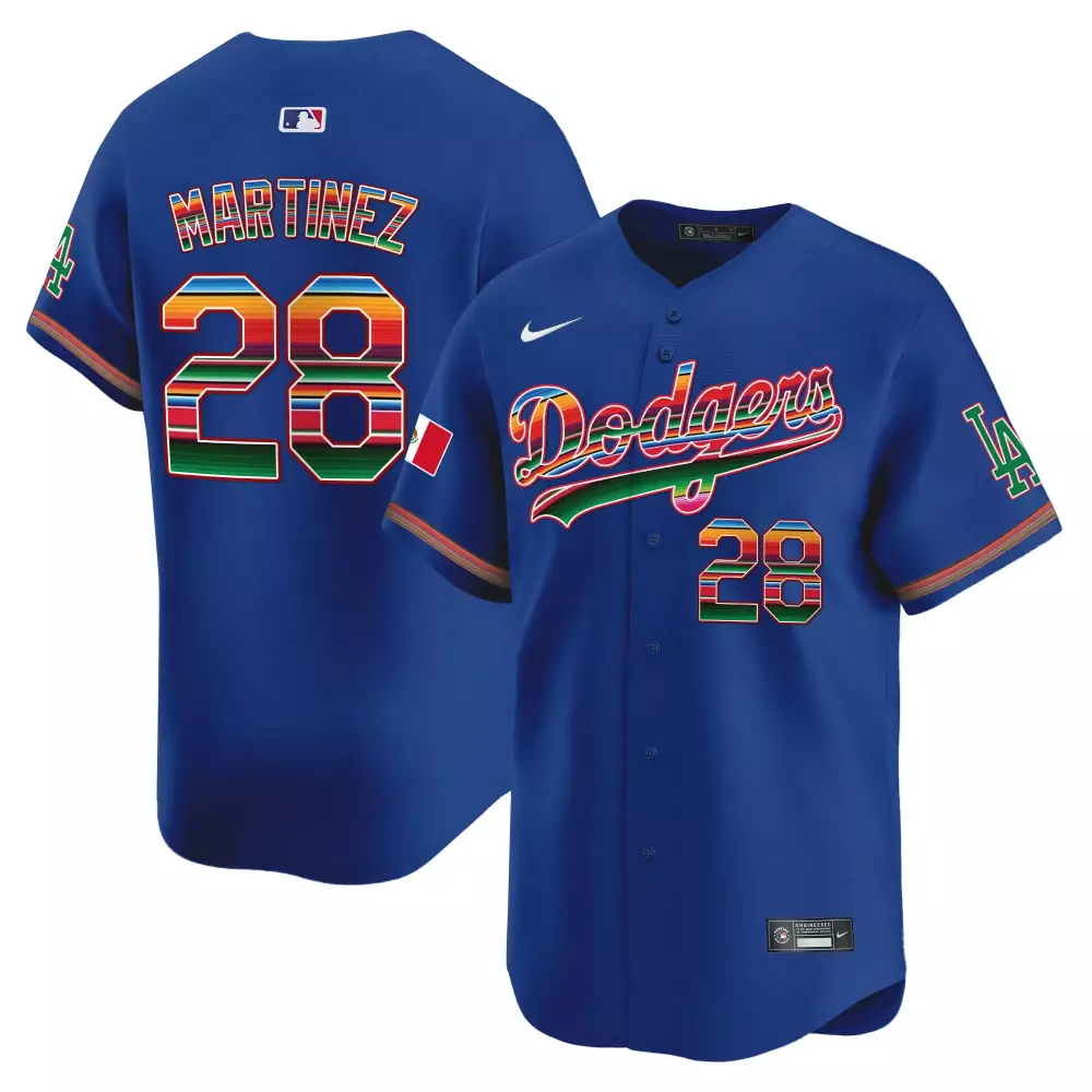 Jd Martinez 28 Dodgers Jersey Royal Blue Mexico Flag Men Split Custom Design White