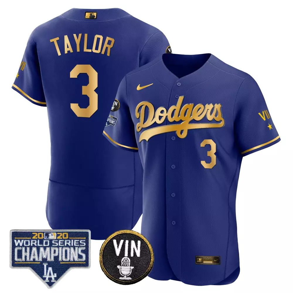 Bryant Vin 3 Dodgers Jersey Blue 2020 World Series Men Gold All Stitched Vapor