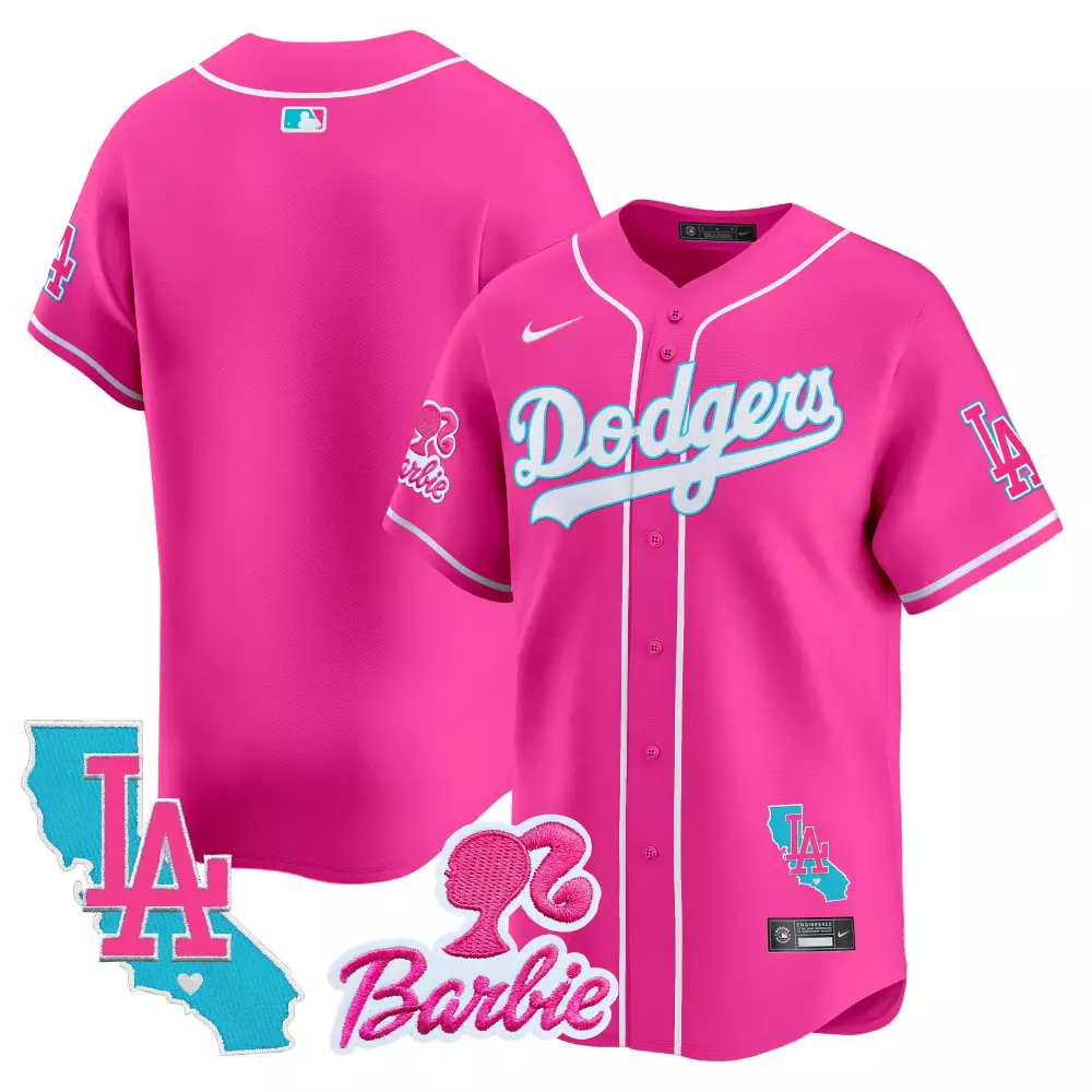Bergman Barbie Jersey Pink Los Angeles Dodgers LA Women White Light Blue Unisex Vapor