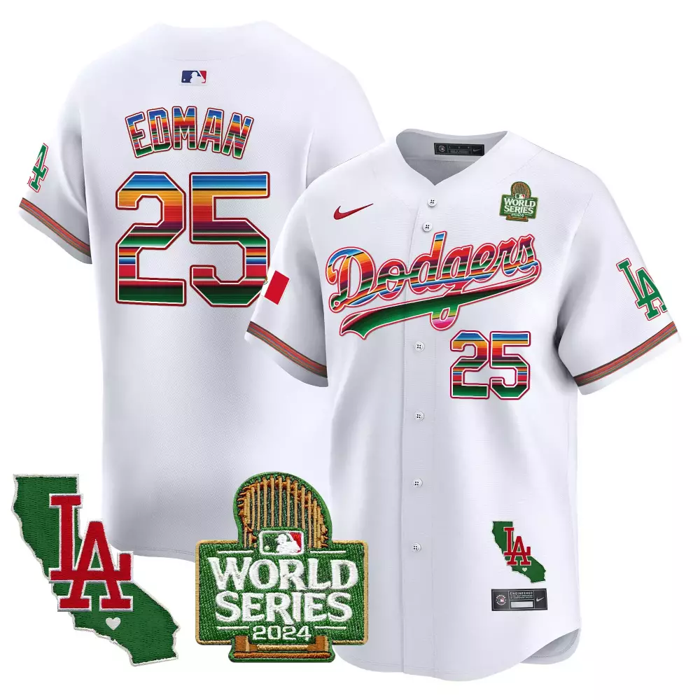 Tommy Edman 25 Dodgers Jersey White Cinco De Mayo World Series 2024 California LA