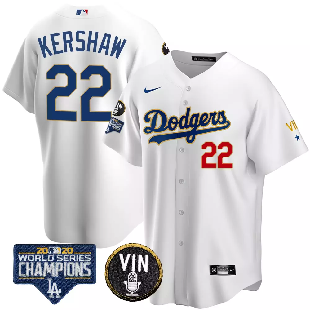 Bryant Vin 22 Dodgers Jersey White World Series Champions 2020 Men Blue Red All Stitched