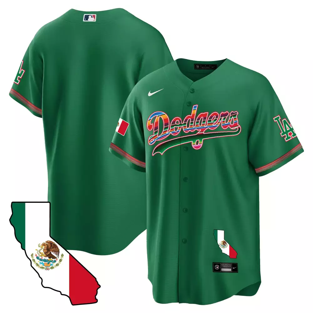 Mexico California Jersey Green Day Los Angeles Dodgers Flag Map 2023 MLB Alternate