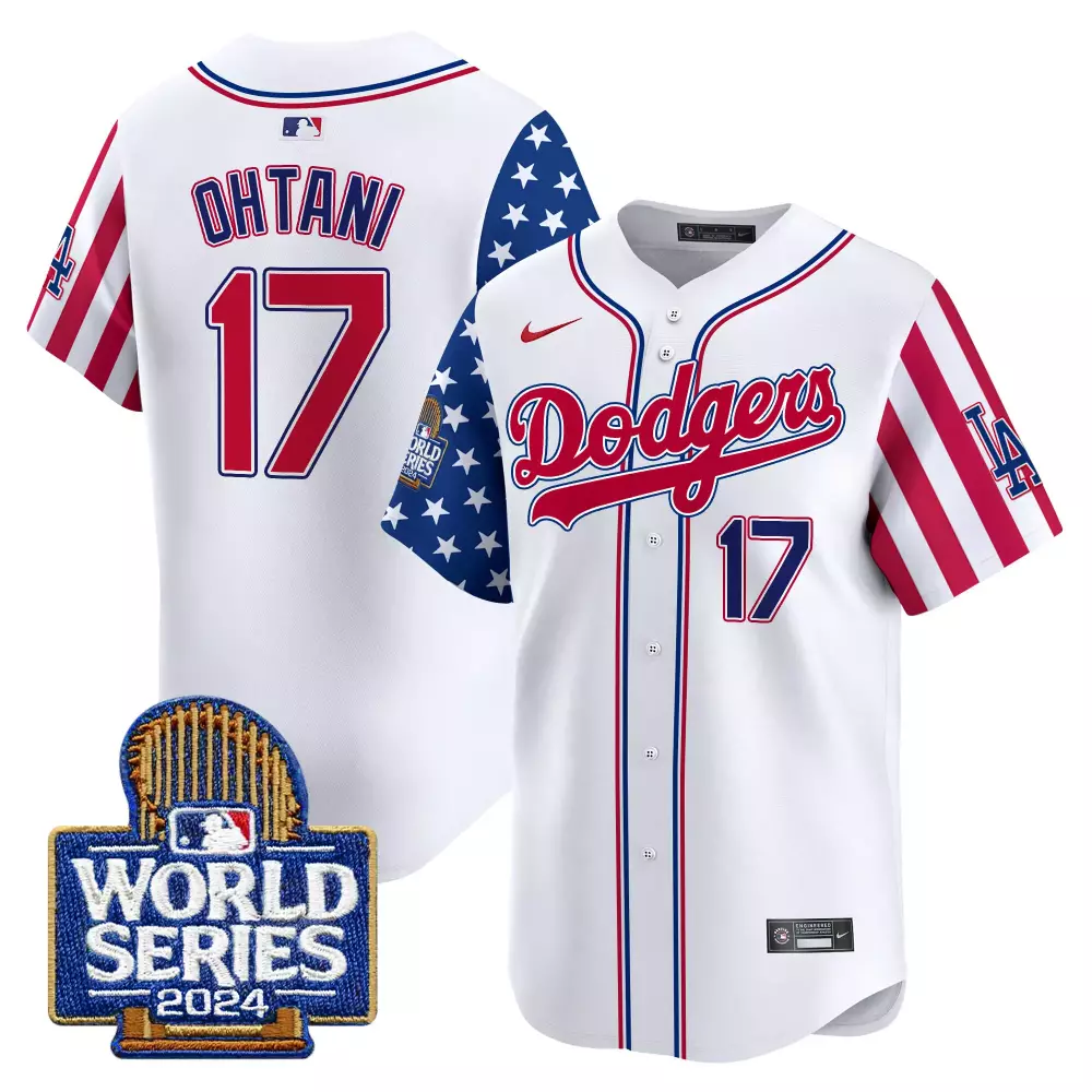 Shohei Ohtani 17 Dodgers Jersey White World Series 2024 Men Split Custom Design Red