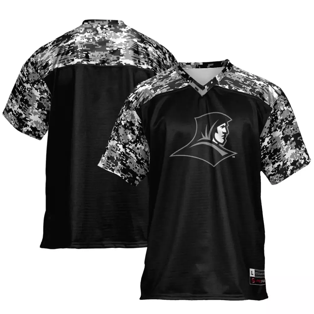 Custom Providence Friars Jersey Black Split Design White Gray Digital Camo Gameday