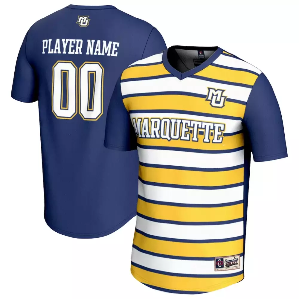 Marquette Jersey Blue T-shirt Split White Yellow Gameday Fashion