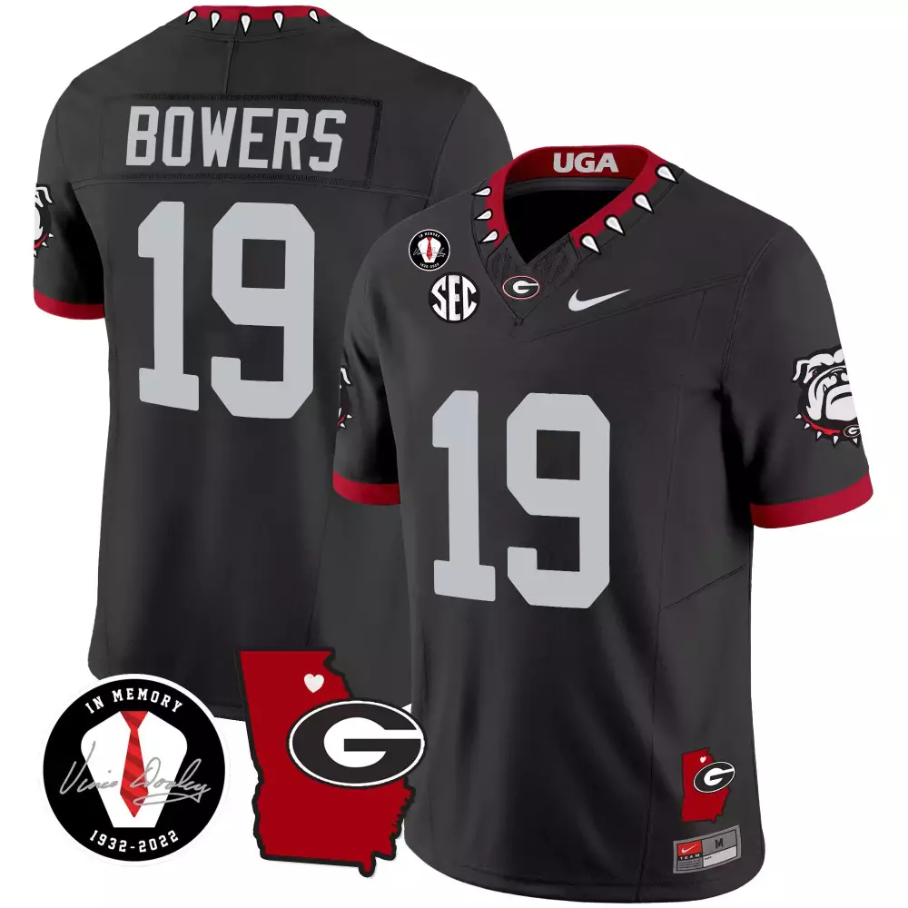 Brock Bowers 19 Georgia Bulldogs Jersey Black In Memory Vince Dooley 1932-2022 Men