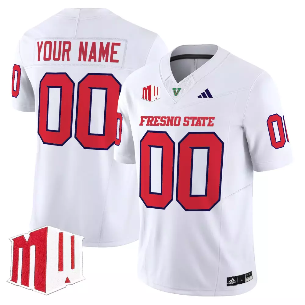 Custom Fresno State Jersey White Ncaa Red Blue All Stitched