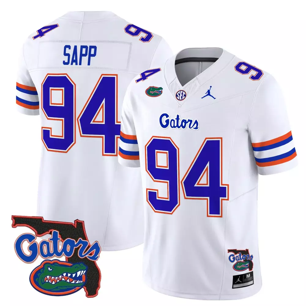 Sapp Gators 94 Jersey White Jordan Brand Men Blue Orange Vapor Limited Embroidered