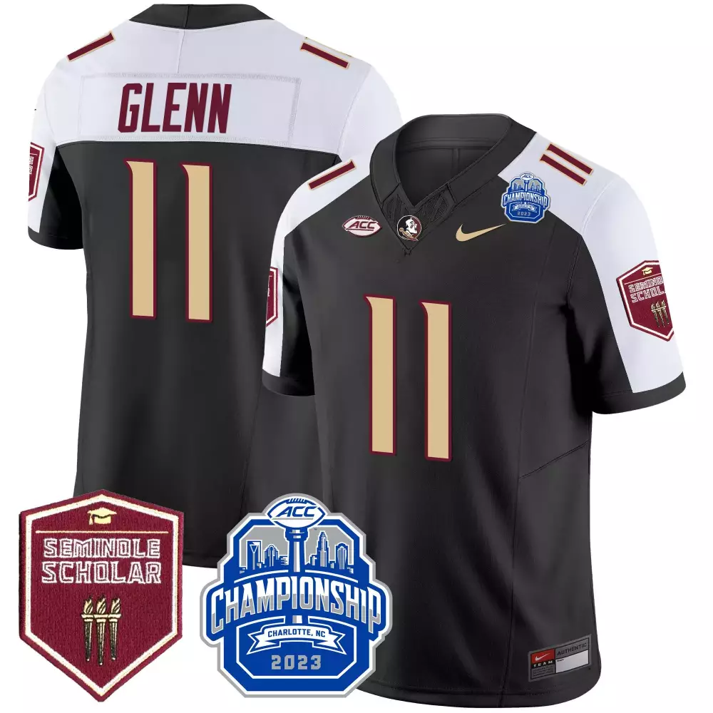 Brock Glenn 11 Jersey Black Florida State Seminoles Championship Charlotte Nc 2023 Seminole Scholar