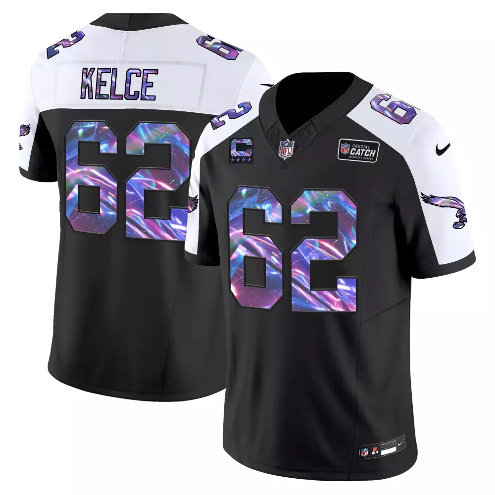 Jason Kelce 62 Jersey Black Crucial Catch Philadelphia Eagles Men NFL Alternate Custom Design