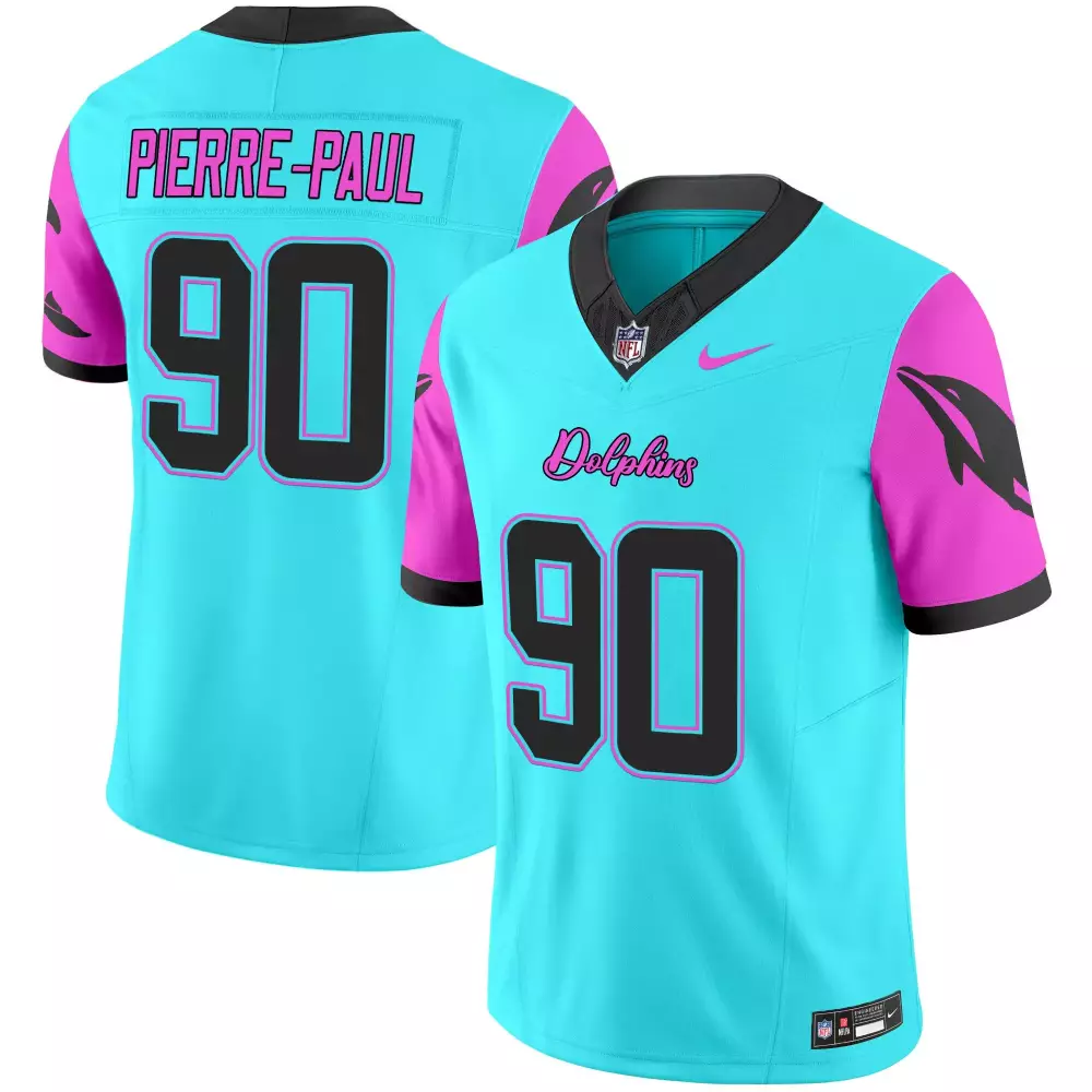 Undefeated Aqua 90 Dolphins Jersey Men Split Design Pink Black Vapor Limited All