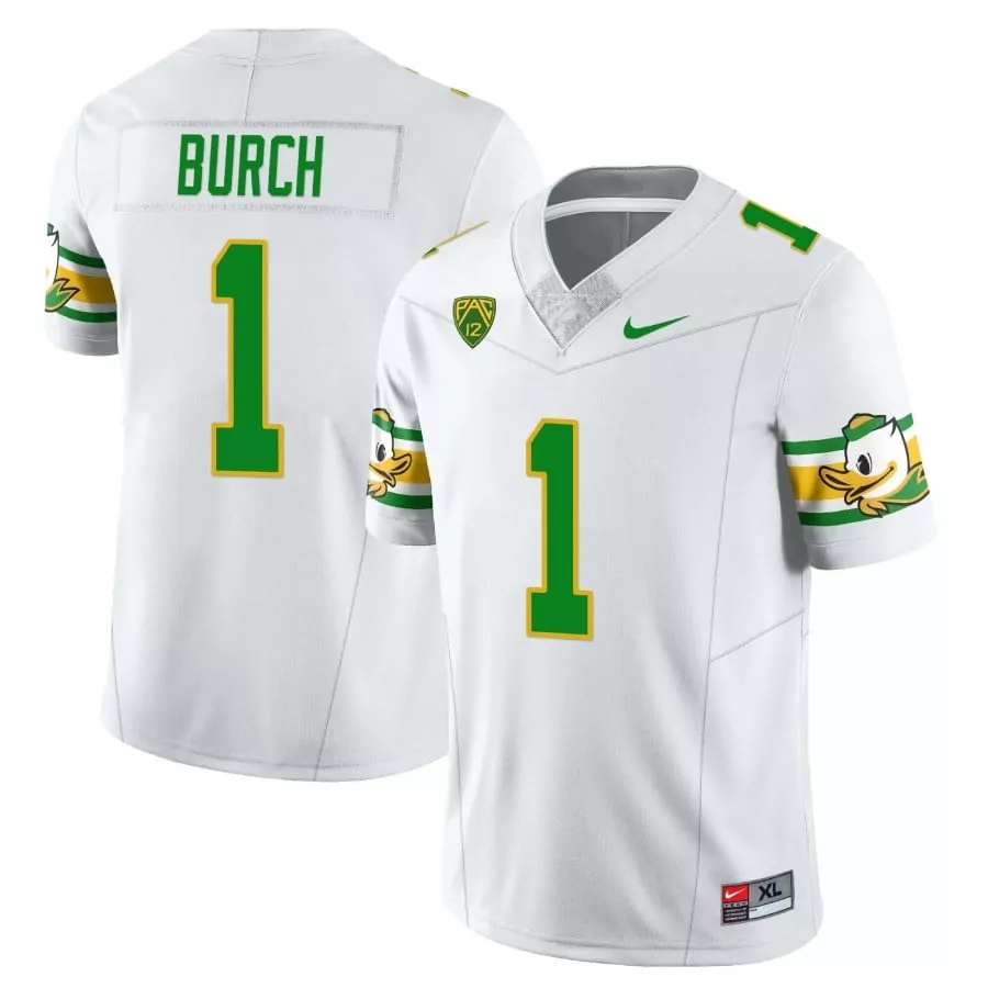 Burch 1 Oregon Ducks Jersey White Men Green Yellow Stitched