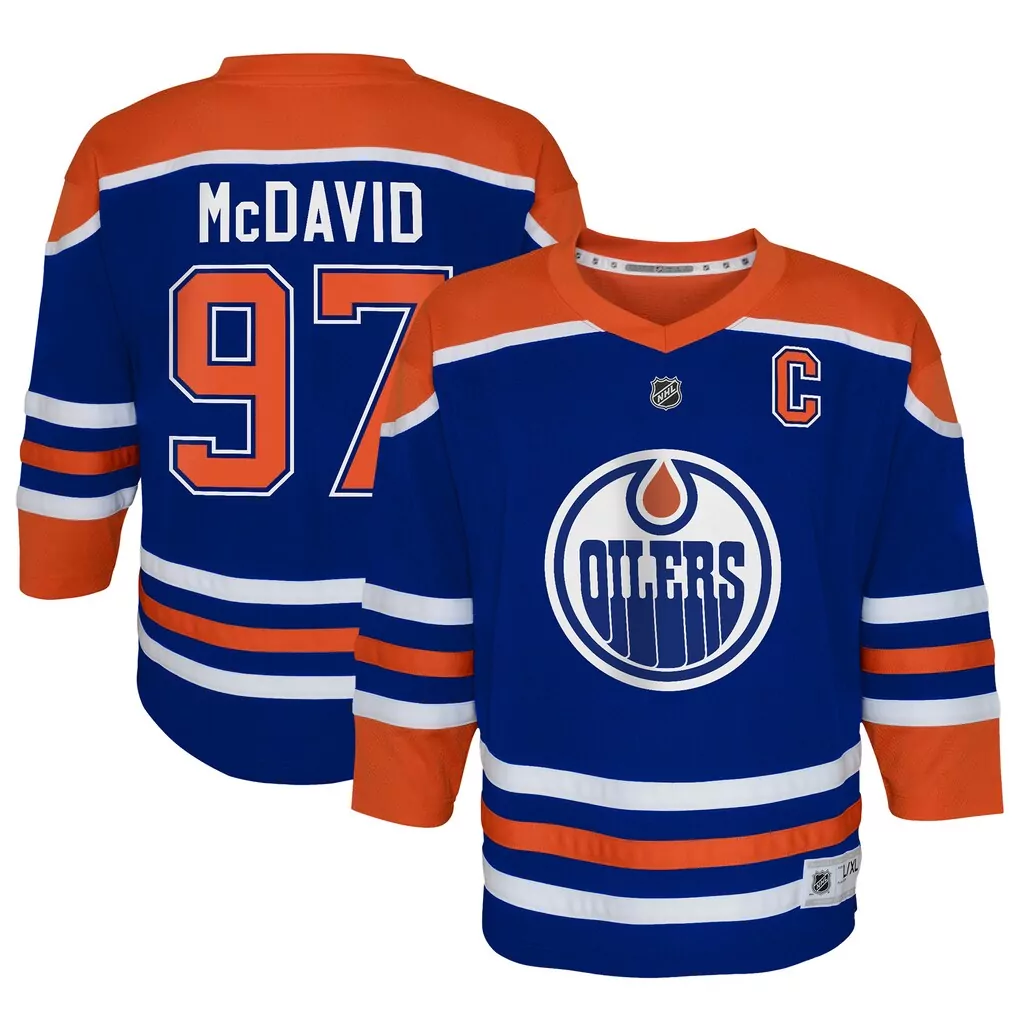 Connor Mcdavid 97 Oilers Jersey Blue Men Orange White Home Replica