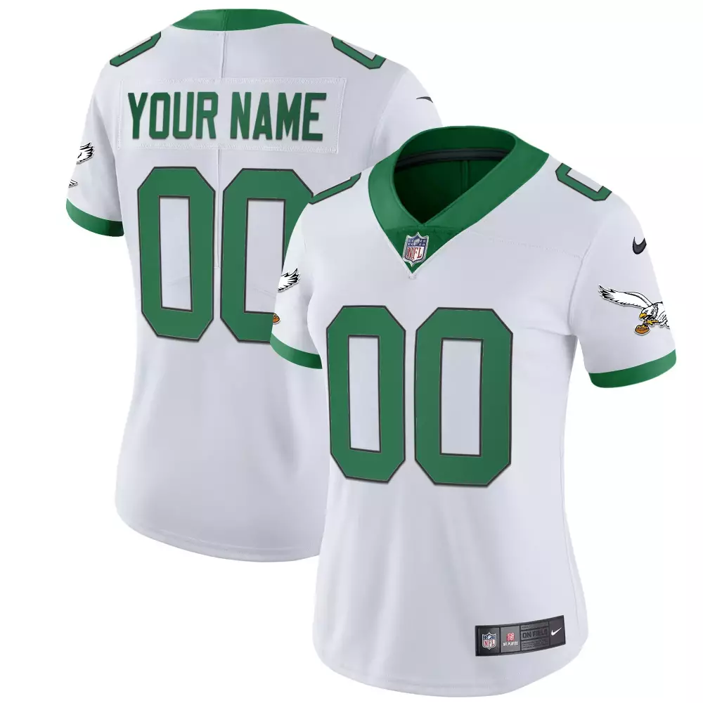 Custom Philadelphia Eagles Jersey White Women Standard Alternate Green All Stitched