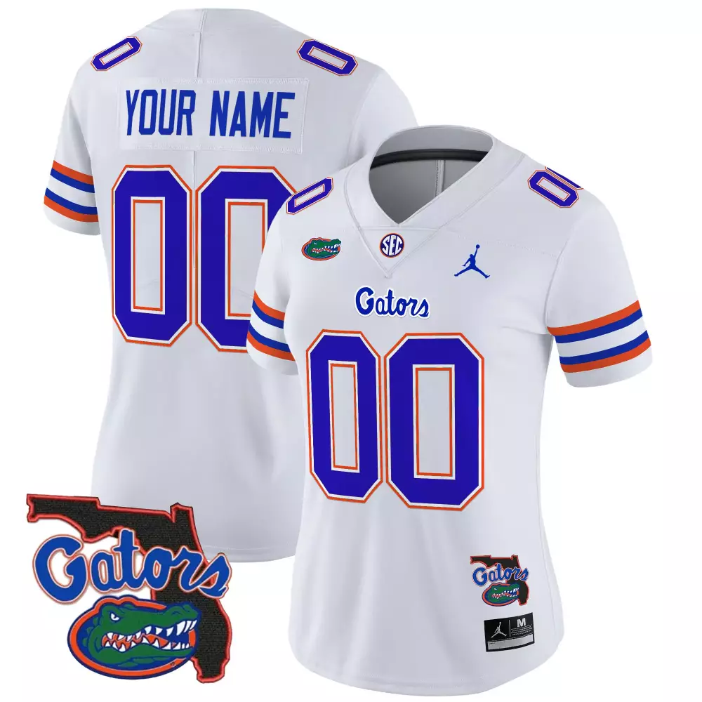 Custom Florida Gators Jersey White Women Orange Blue Stitched Vapor
