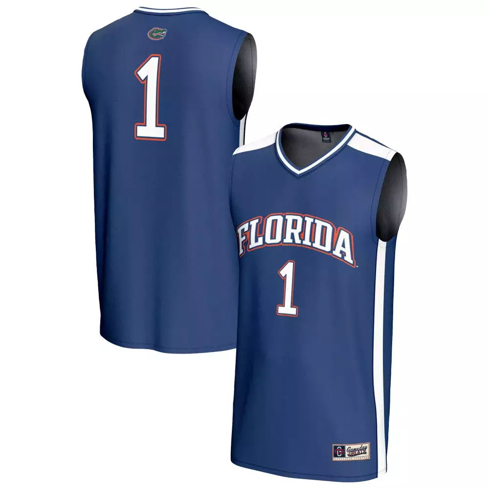Custom Florida 1 Jersey Blue Gators White Orange All Stitched Vapor