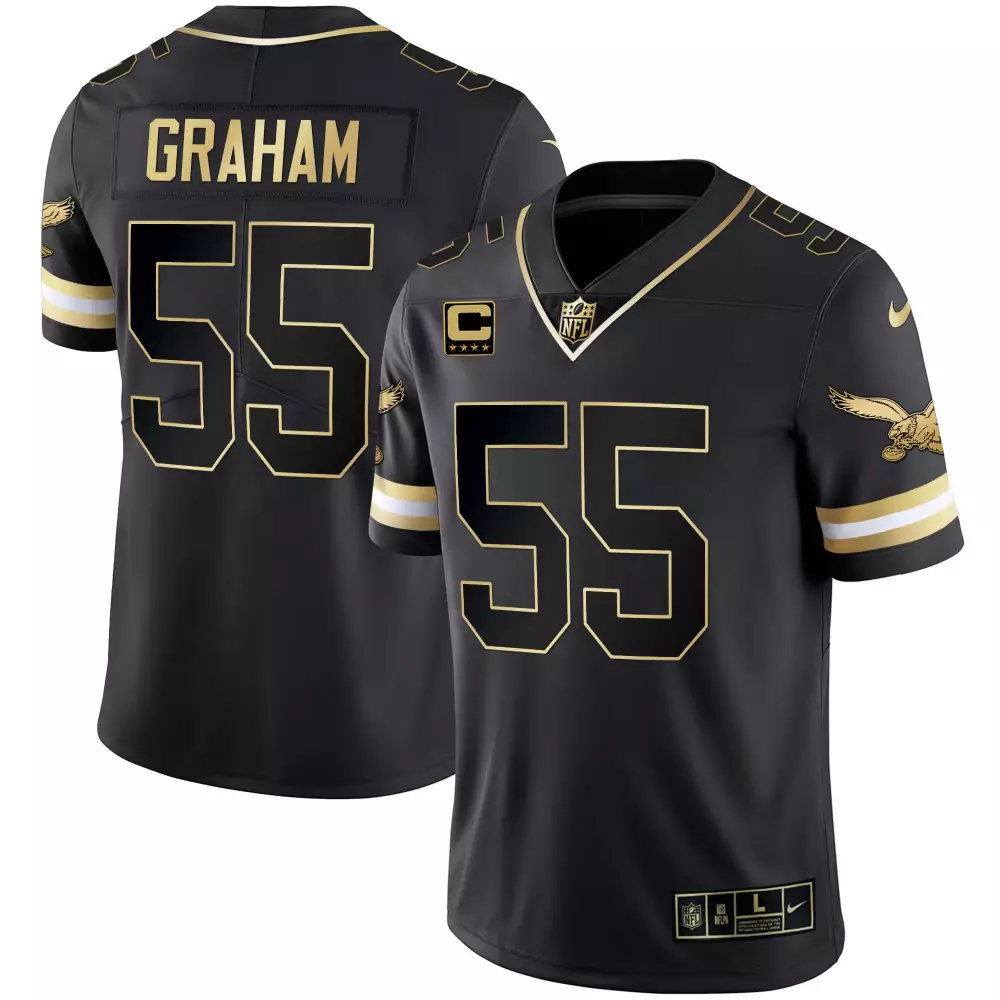 Brandon Graham 55 Jersey Black Color Rush New Orleans Saints Men Gold White Vapor