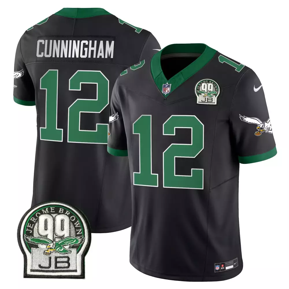 Cunningham 12 Philadelphia Eagles Jersey Black 99 Club Jerome Brown Jb Men Player