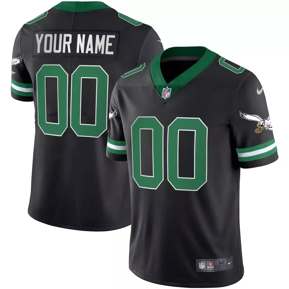Custom Philadelphia Eagles Jersey Black Green White Stitched
