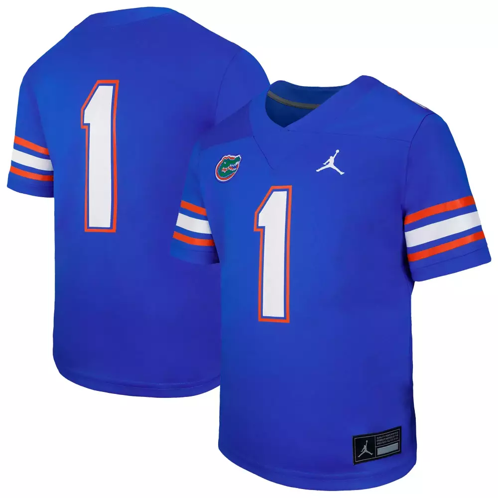 Custom Florida Gators 1 Jersey Blue Men Orange White All Stitched Vapor