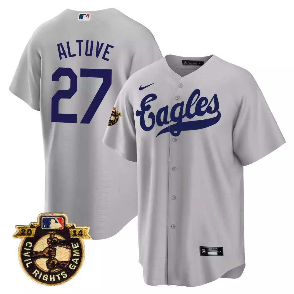Jose Altuve 27 Eagles Jersey Gray Civil Rights Game 2014 Navy Blue All Stitched Vapor
