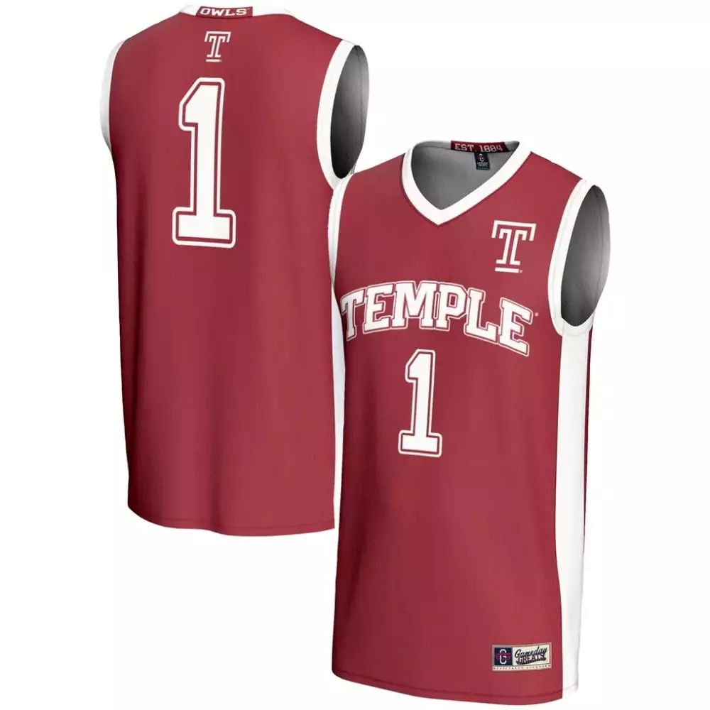 Temple 1 Owls Jersey Maroon Men White Gameday