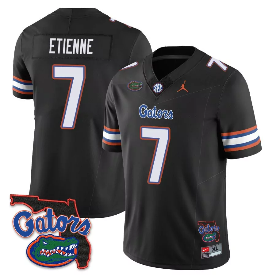 Etienne Gators 7 Florida Jersey Black Men Orange Blue White All Stitched Vapor