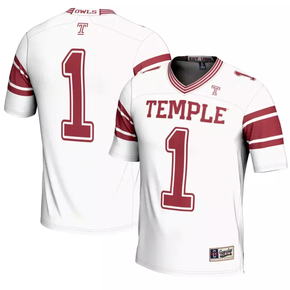 Temple 1 Owls Jersey White Men Maroon Gameday