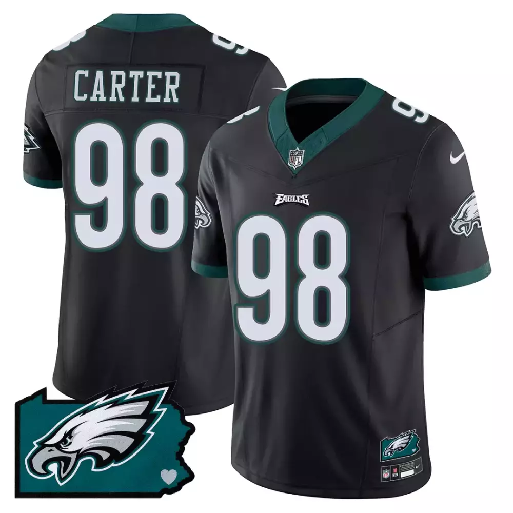 Jalen Carter 98 Eagles Jersey Black Men Green White All Stitched Vapor