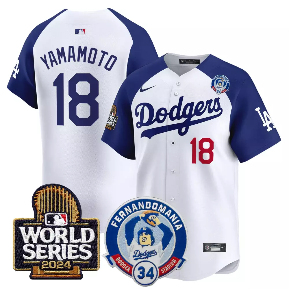 Yamamoto Fernando 18 Dodgers Jersey White World Series 2024 Fernandomania 34 Men