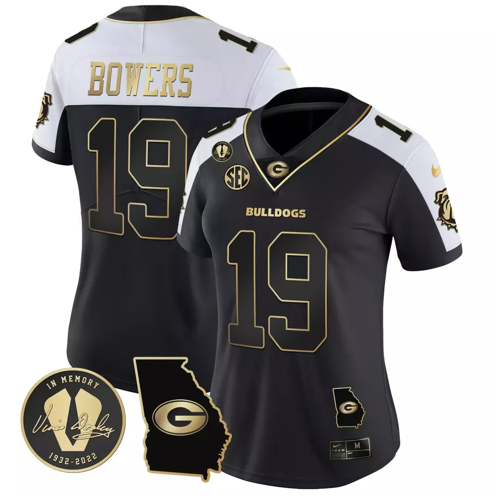 Brock Bowers 19 Georgia Bulldogs Jersey Black In Memory Of Vince Dooley Memorial