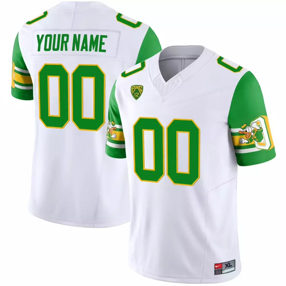 Custom Oregon Ducks Jersey White Green Yellow All Stitched Vapor
