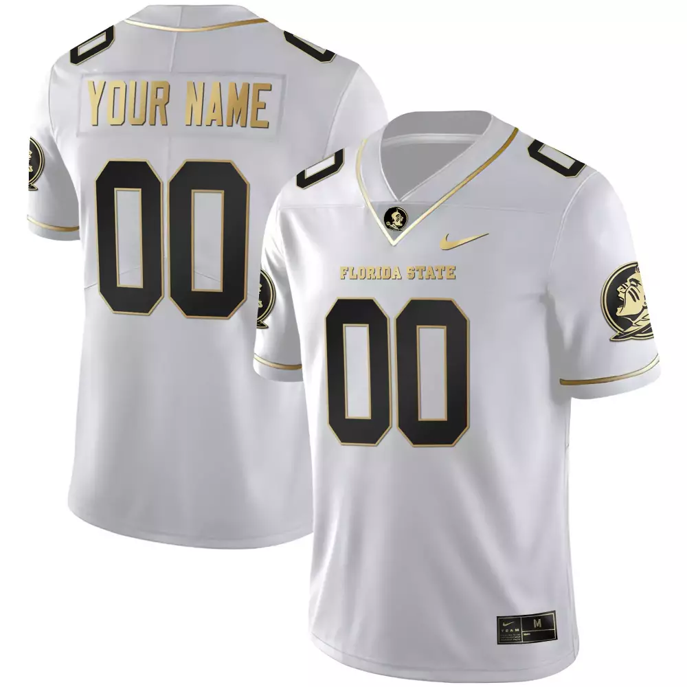 Custom Florida State Jersey White Seminoles Black Gold All Stitched
