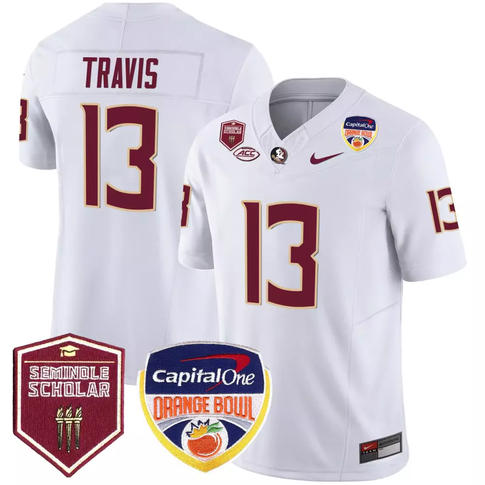 Travis Seminoles 13 Jersey White Capital One Orange Bowl Florida State Seminole Scholar