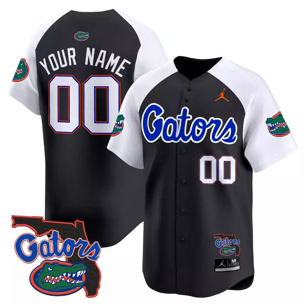 Custom Gators Jersey Black Men White Blue Orange Red