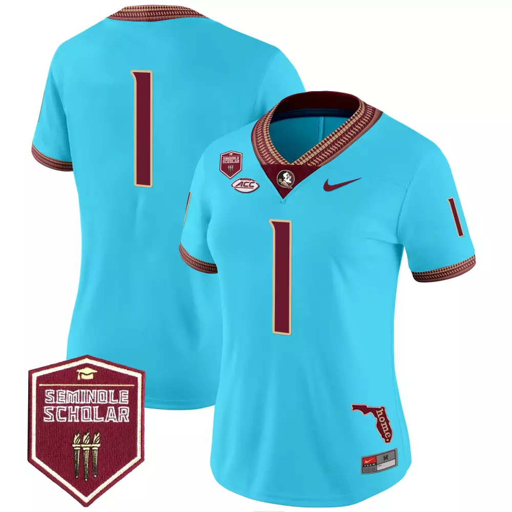 Florida State Seminoles 1 Jersey Carolina Blue Seminole Scholar Women Maroon Gold