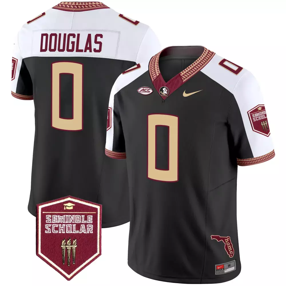 Douglas Seminoles Jersey Black Florida State Seminole Scholar Men Gold White Maroon