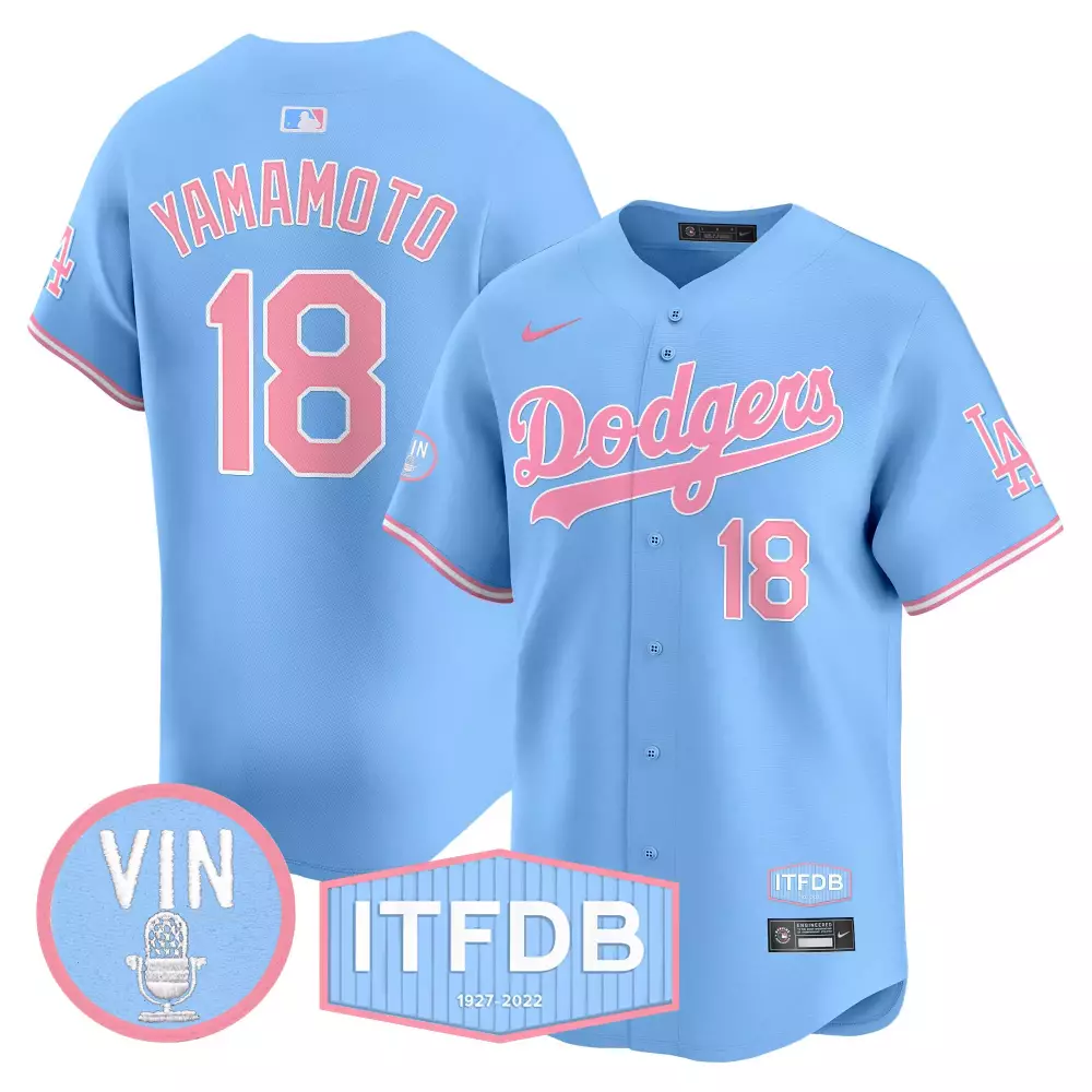 Bryant Vin 18 Dodgers Jersey Light Blue 1927-2022 Itfdb 2022 Pink White Unisex Vapor