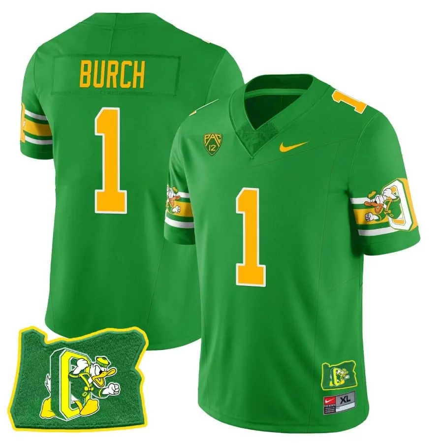 Burch Mighty 1 Oregon Ducks Jersey Green Football Paciﬁc Donald Duck Men Yellow White