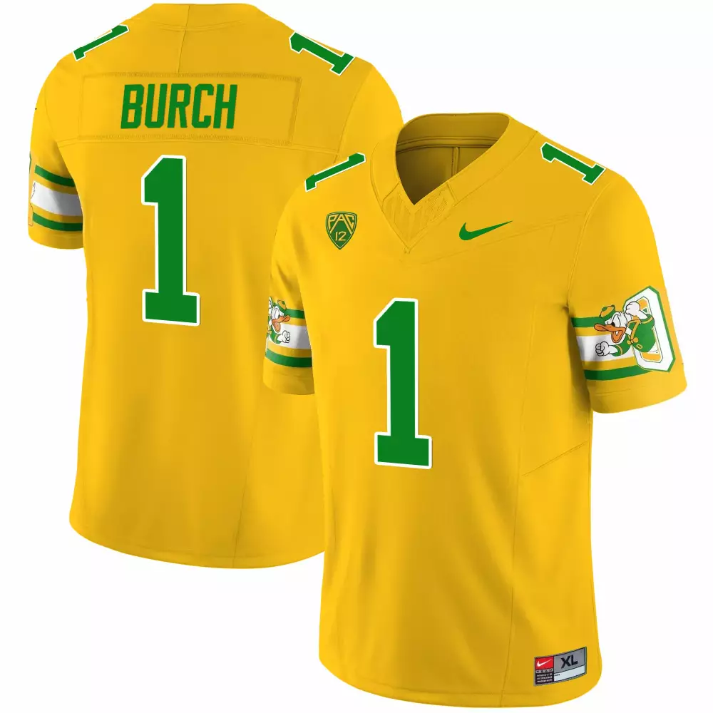 Burch 1 Oregon Ducks Jersey Yellow Men Green White Stitched Throwback