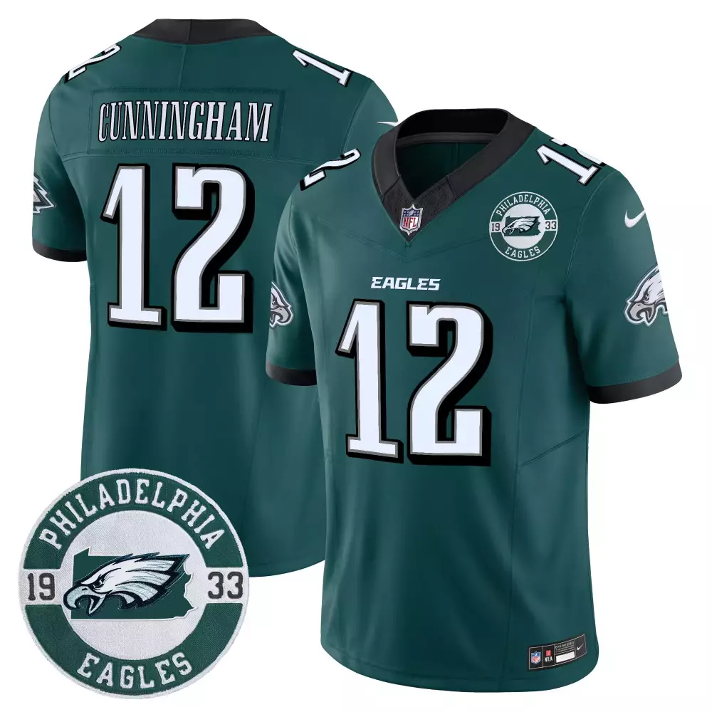 Randall Cunningham 12 Jersey Midnight Green Philadelphia Eagles Men White Black Vapor