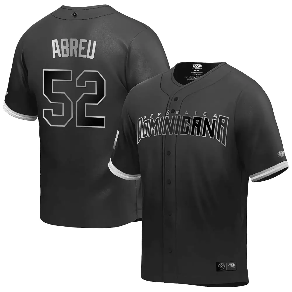 Abreu Dominican 52 Jersey Black Republic Men Silver White Stitched