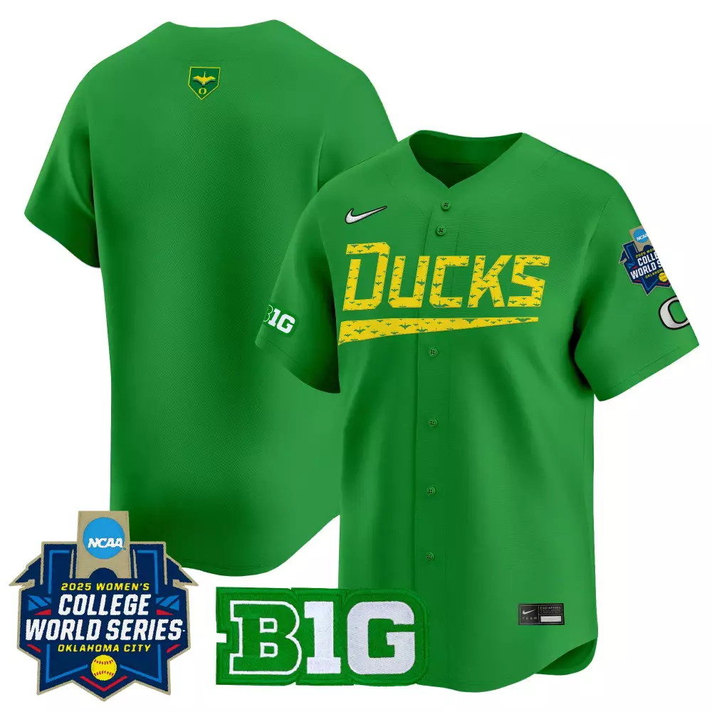 Oregon Ducks Jersey Green 2025 Women's College World Series Big Women Yellow Stitched