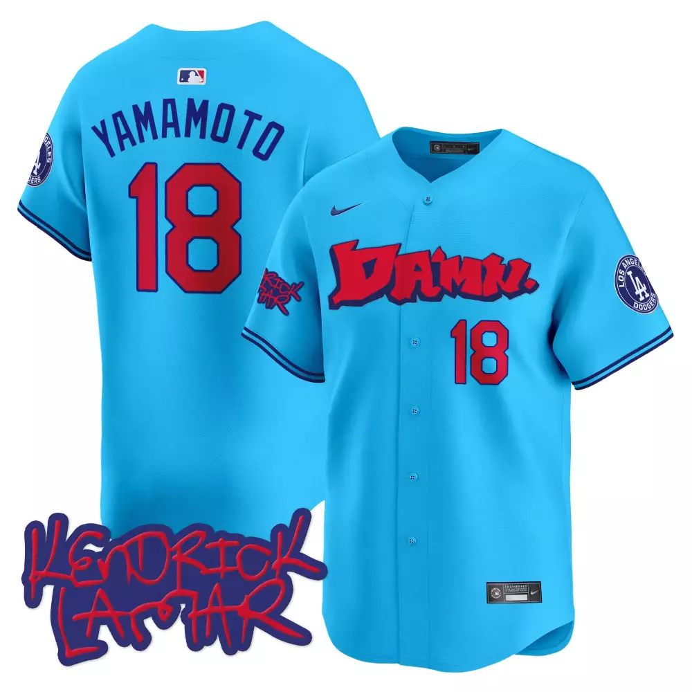Lamar Kendrick 18 Jersey Sky Blue X Dodgers Los Angeles Kick Habit Men Red Dark Vapor