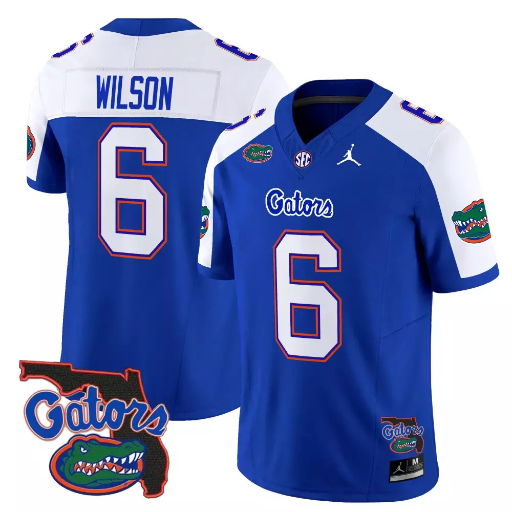 Wilson Gators 6 Jersey Royal Blue Air Jordan Men White Orange Stitched Vapor Embroidered