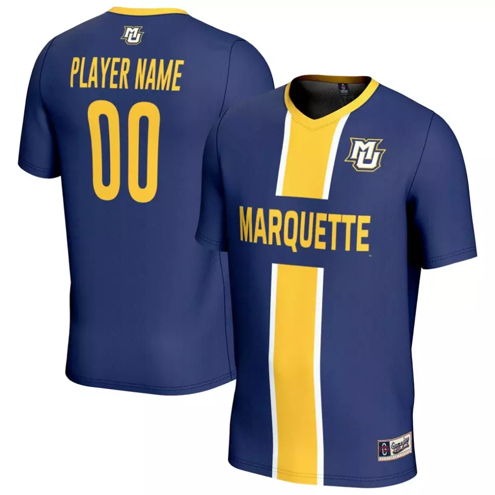 Marquette Jersey Navy Men Split Design Yellow White Gameday Unisex
