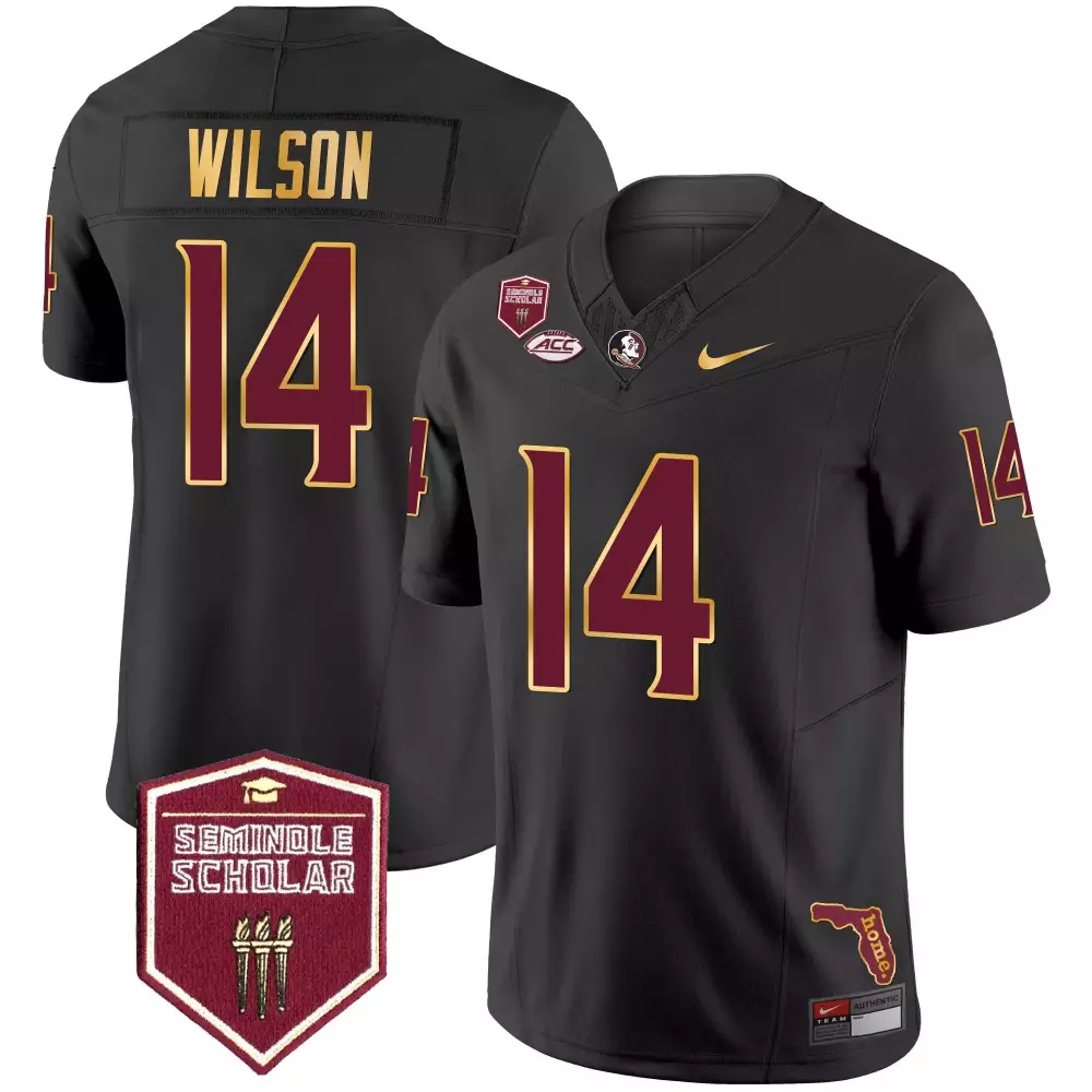 Johnny Wilson 14 Jersey Black Seminole Scholar Florida State Seminoles Men Maroon