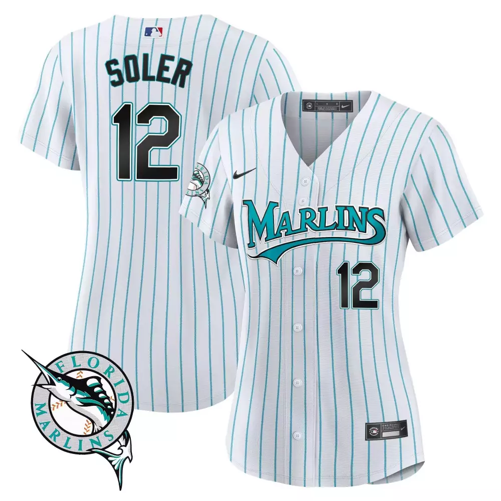 Jorge Soler 12 Florida Marlins Jersey White Teal Black All Stitched Vapor
