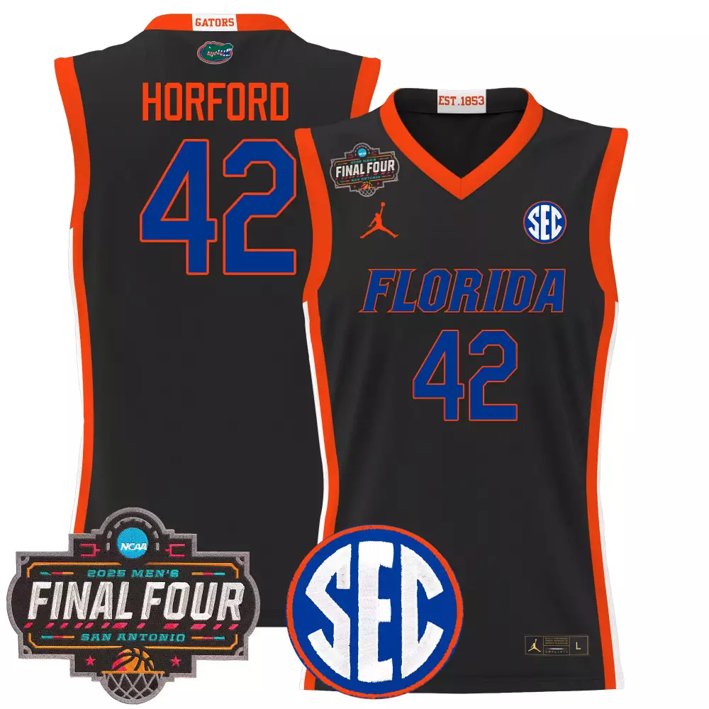 Al Horford 42 Florida Jersey Black 2023 Ncaa Men's Final Four Men Orange Blue Stitched