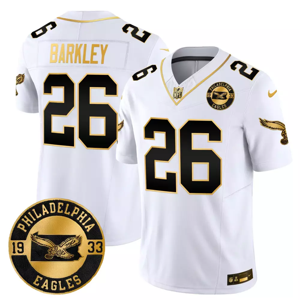 Saquon Barkley 26 Jersey White Throwback Philadelphia Eagles 1933 Men Black Gold